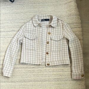 Zara Beige Houndstooth Jacket